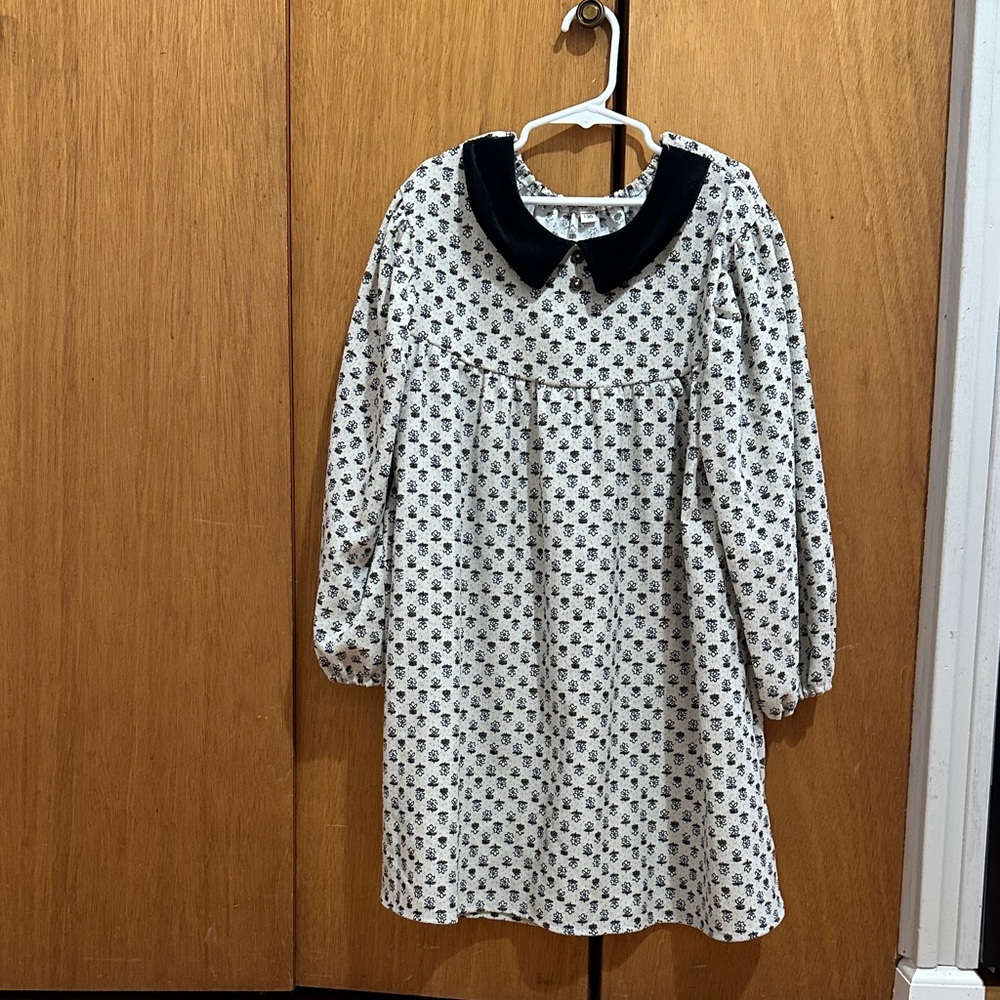 Black and White Floral Dress with Peter Pan Collar